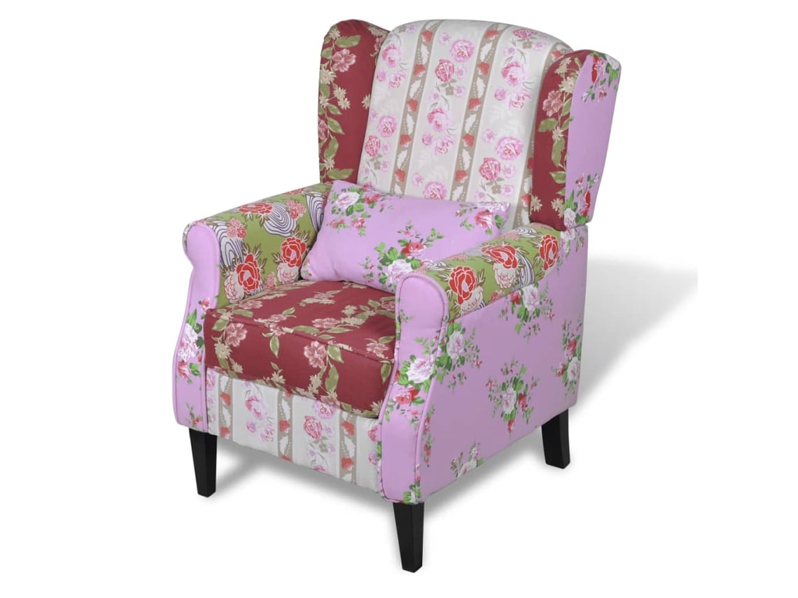 vidaXL Poltrona de tecido com design de retalhos