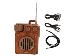 Caixa De Som Bluetooth Retro Com Rádio Fm Grão De Madeira Hifi Suporta Pen Drive Cartão De Memória