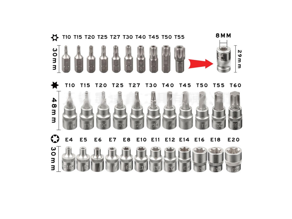Conjunto De Bits Chave Estrela Com Caixa Para Reparos
