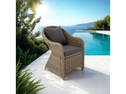 Cadeira de Exterior TECTAKE (Bege - Poli-rotim, Alumínio - 71 x 60 x 84 cm)