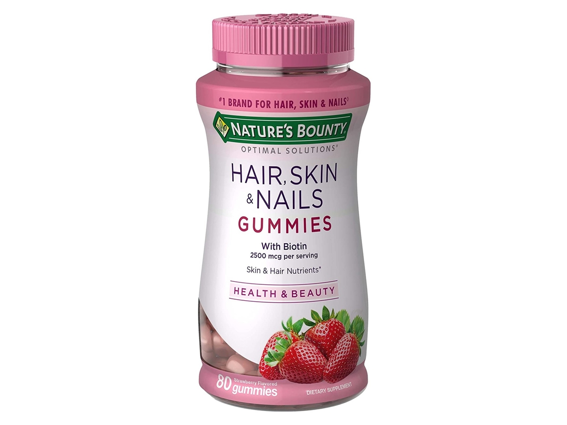 Gomas para Cabelo, Pele e Unhas Morango 80 Gomas NATURE'S BOUNTY