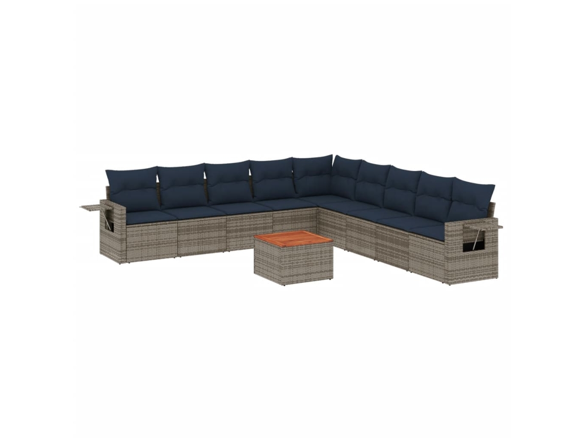 Conjunto de Sofá de Jardim, 10 Peças, Almofadas, Rattan Cinza MAISON EXCLUSIVE