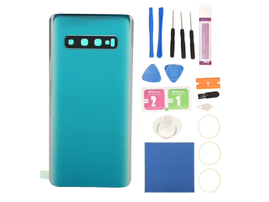 Cubierta de Cristal Trasera Impermeável para Samsung Galaxy S10 G973 com Lente de Câmara e Peças Verdes