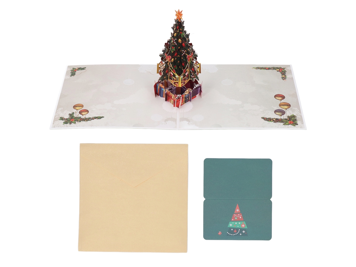 Cartão De Natal 3d Com Design De Árvore Exquisito E Envelope