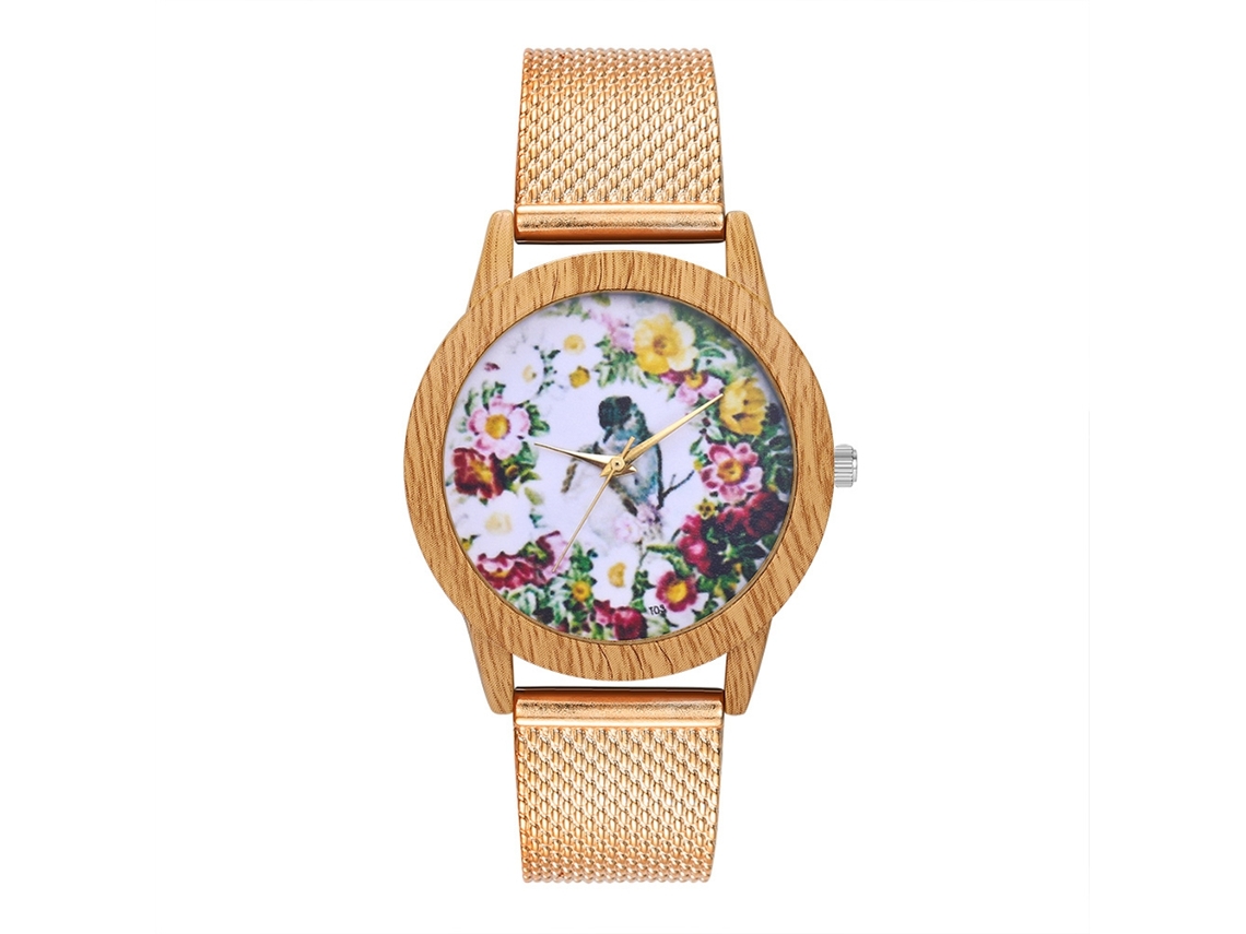 Reloj De Cuarzo Para Homens E Mulheres Com Pulseira De Silicone/malha Na Cor Ouro Rosa