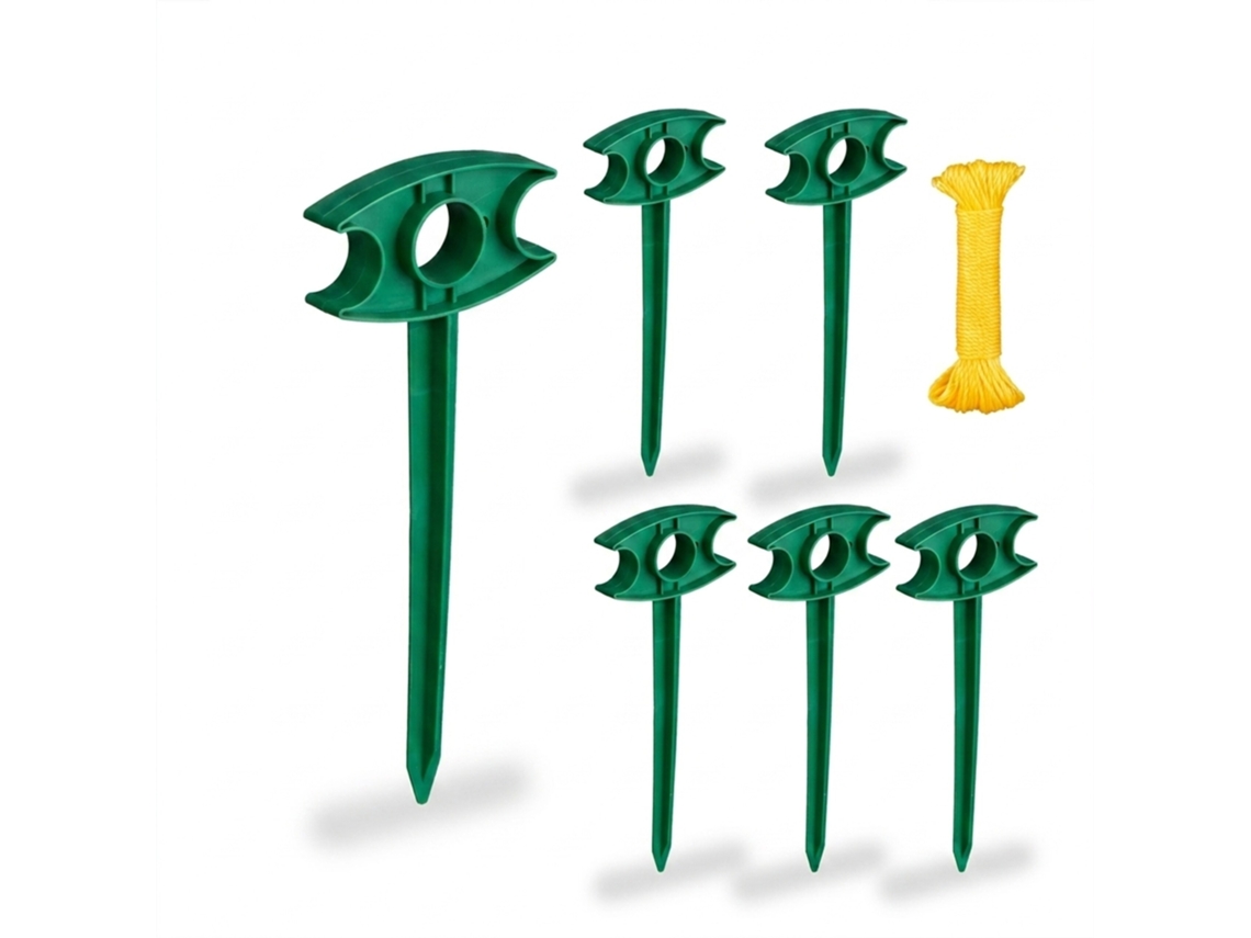 6 X Cavilhas Com Corda, Para Delimitação De Canteiros, Mangueira De Rega, Fio De Robô, Cavilha De Tenda, Verde/amarelo