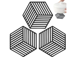 Conjunto De 3 Porta-copos Silicone Antiderrapante Hexagonal 13x6.9 Cm Para Bancada E Mesa