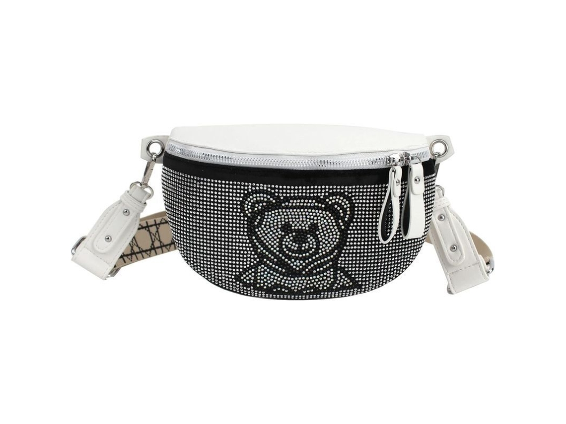 Bolsa de cintura S/MARCA 2026 o oso bonito com pedras brilhantes, mochila de peito, ajustável, couro PU