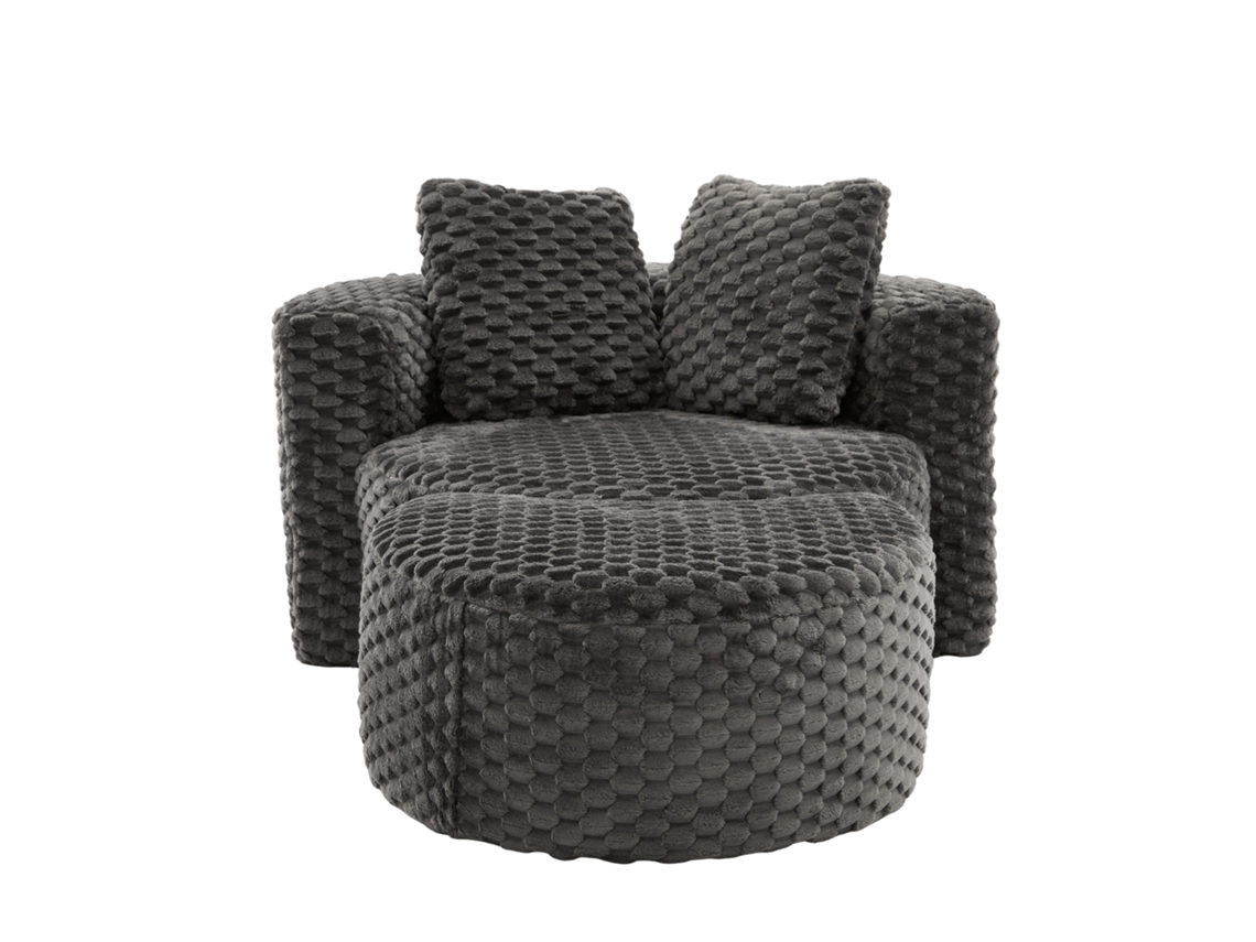 Poltrona Individual com Otomana NOVELA 130x115x103 cm, sem montagem, sofá sem estrutura cinza escuro