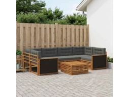 Vidaxl Conjunto De Sofás Para Exterior 7 Unid. Natural E Antracite