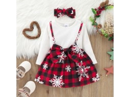 Roupas de Natal Vestido Xadrez para Meninas 9-12 Meses