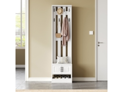 Banco Sapatos Armário Hall 2 Portas 8 Ganchos Branco VELTRIX