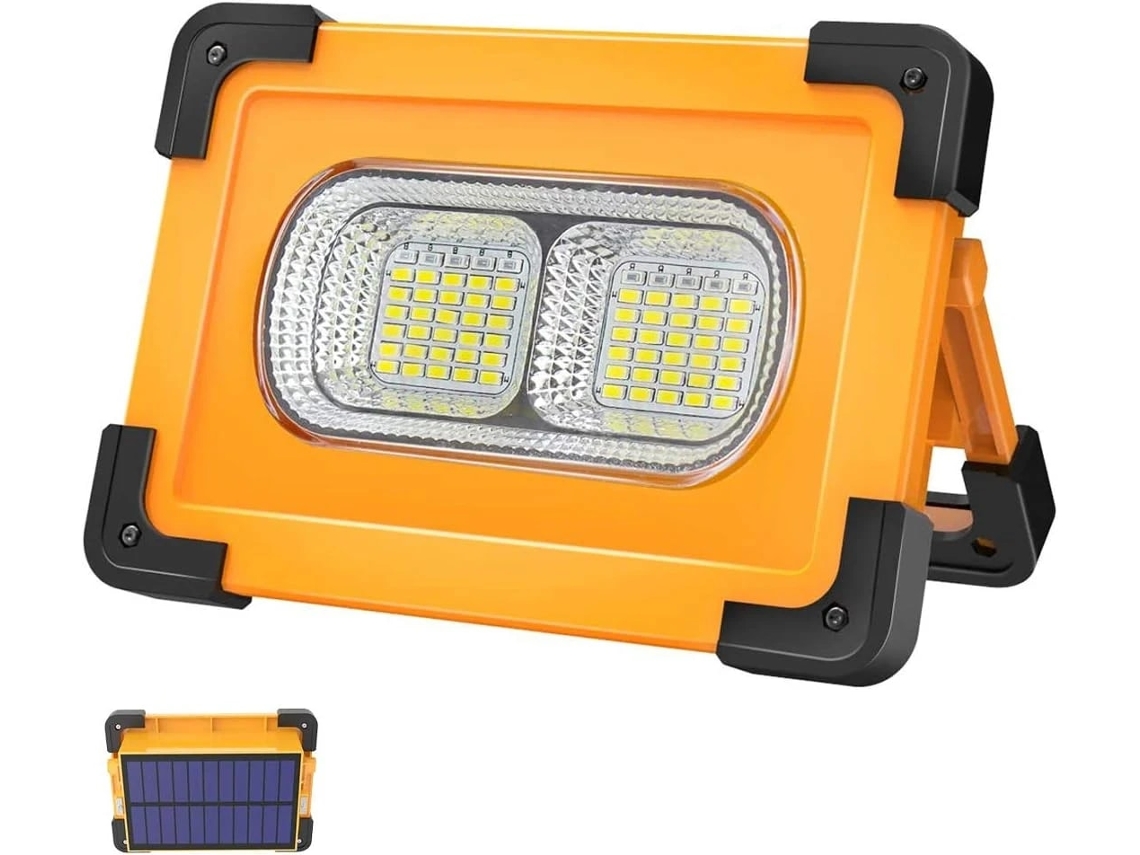 Refletor Led De Trabalho 80w Recarregável Solar Usb Magnética 4 Modos