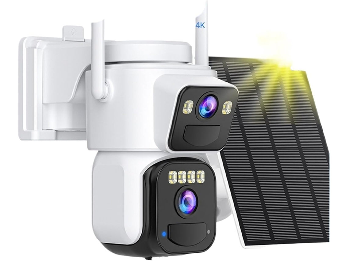 Câmera Solar Wi fi SFUSHOS, 6mp, lente dupla, para exteriores, energia solar