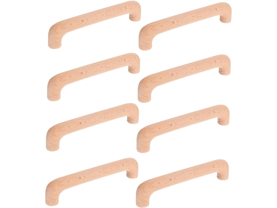 Conjunto De 8 Puxadores Madeira Para Gavetas E Armários, Com Design Rústico E Pegada Confortável