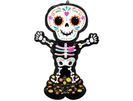 Adereço LIRAGRAM ESPAÑA Airloonz Giant Foil Balloon Esqueleto Dia Dos Mortos 88X132 Cm
