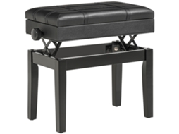 Banco Piano Ajustável Armazenamento Couro Preto 63x35x46 56cm BRAVENTO