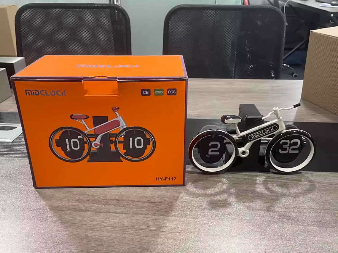 Relógio de mesa bicicleta retro flip decorativo mecânico digital para casa escritório presente | S/MARCA