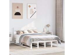 Vidaxl Cama Sem Colchão 160x200 Cm Madeira De Pinho Maciça Branco