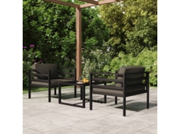Conjunto de 3 Peças Lounge Garden com Alumínio Antracite Almofadões Dkd Home Decor