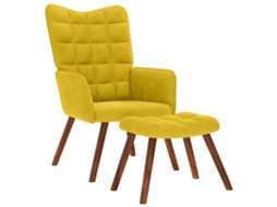 Vidaxl Cadeira Relaxante Com Banco Em Veludo Amarelo