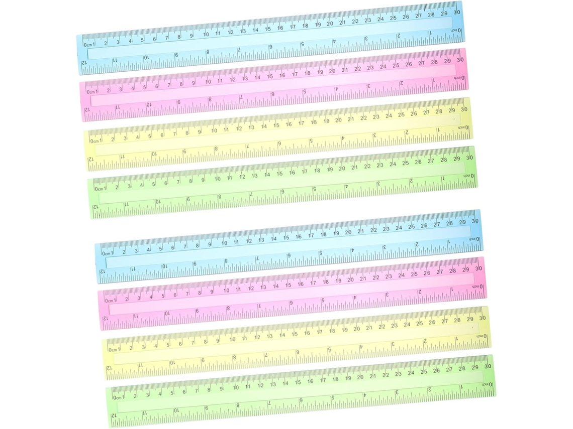 Conjunto De 4 Réguas Retas De Plástico Transparente De 30 Cm Com