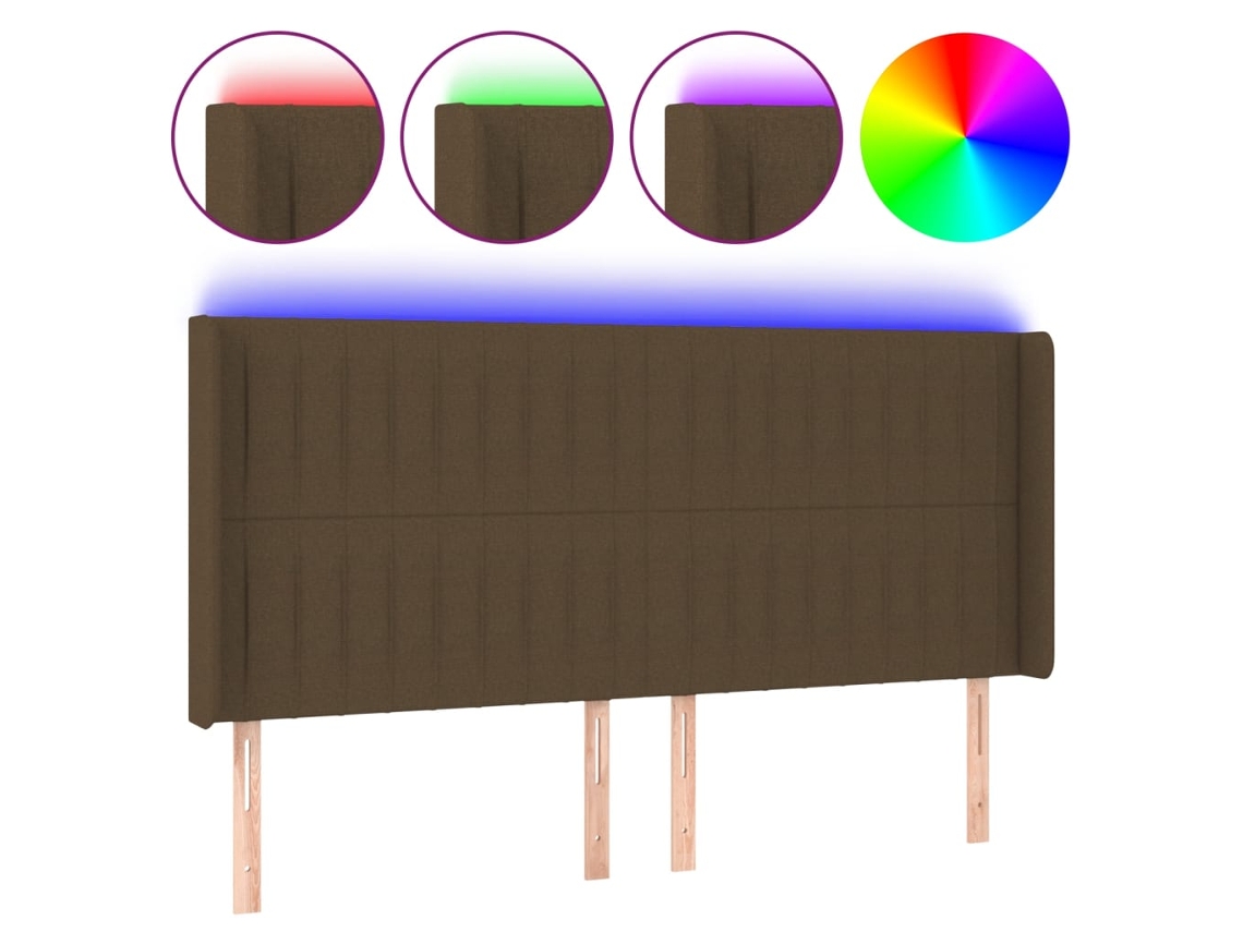 Led Headboard, Led Headboards Vidaxl Marrom Tecido (183 X 16 X 118/128 Cm)