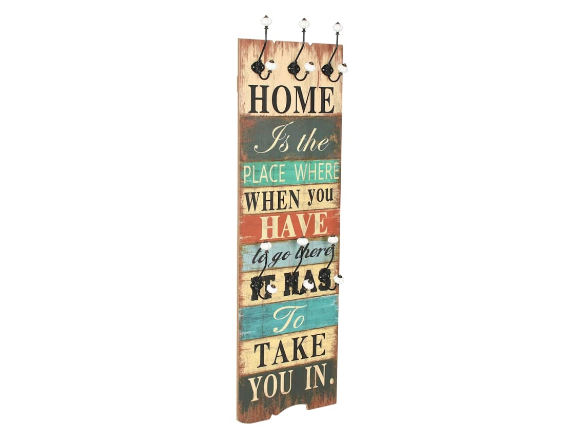 Vidaxl Bengaleiro De Parede Com 6 Ganchos 120x40 Cm Home Is
