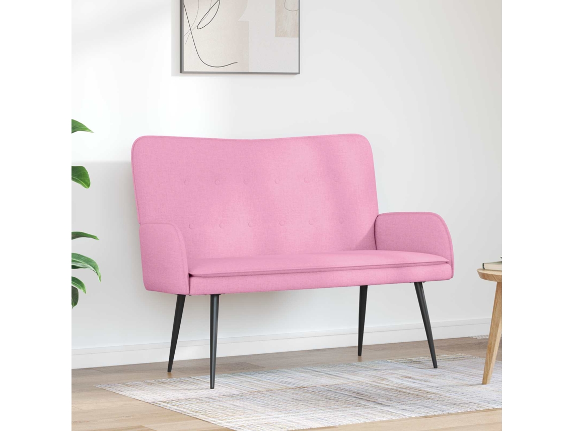 Vidaxl Sofá Para 2 Pessoas Rosa 115 X 61 X 87 Cm Tecido