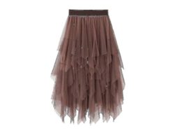 Saia longa de tule com cintura elástica, modelo 2026, estilo fresco e delicado para mulheres (jxsm8063)
