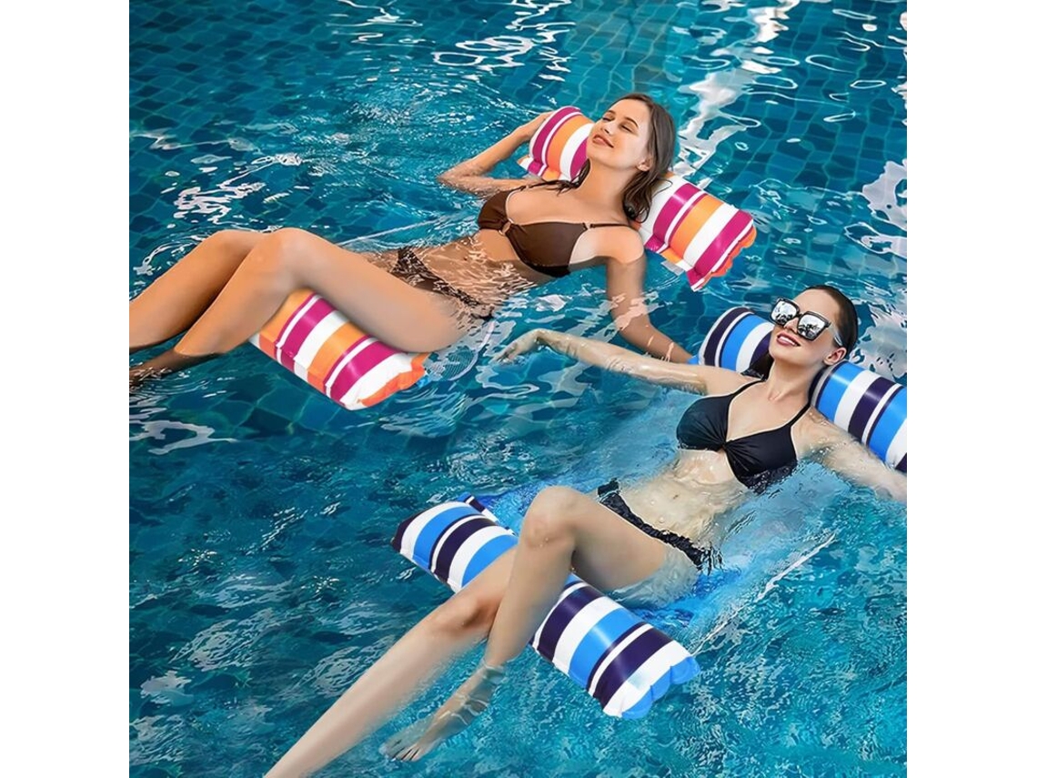 Conjunto Com 2 Boias Infláveis ​​para Piscina, Brinquedos Aquáticos Para Adultos, 4 Em 1 Com Acessórios, Rede Aquática (azul E Laranja)