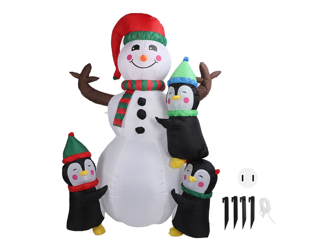 Laxiscreed Boneco De Natal Inflável De 1,8m Com Led, Pinguins E Macaco De Neve Para Exterior