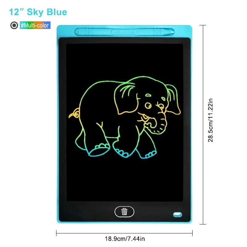 (azul Celeste De 12 Polegadas) Tablet Eletrônico Infantil Para Desenho E Escrita Com Tela Lcd