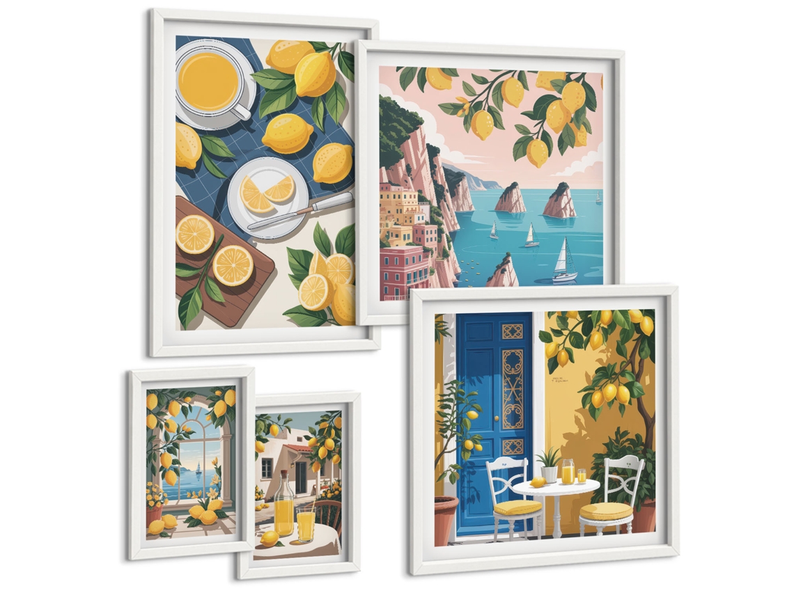 Conjunto De Pinturas Limões Frescor Boho Verão Espelharte (5 Peças)