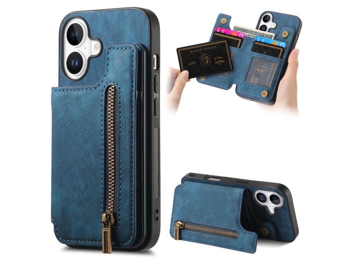 Capa Retrô De Couro Com Zíper Para Iphone 17