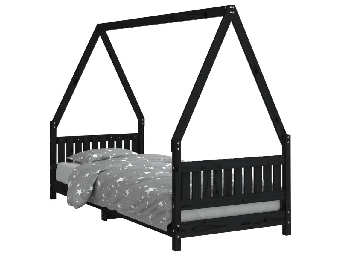 Kids Bed Frame, Kids Bed Frames Vidaxl Preto Madeira De Pinho (80 X 200 Cm)