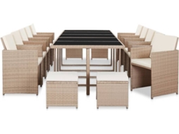 Garden Table And Chair, Garden Tables And Chairs Vidaxl Bege Rattan / Vime (n/a)