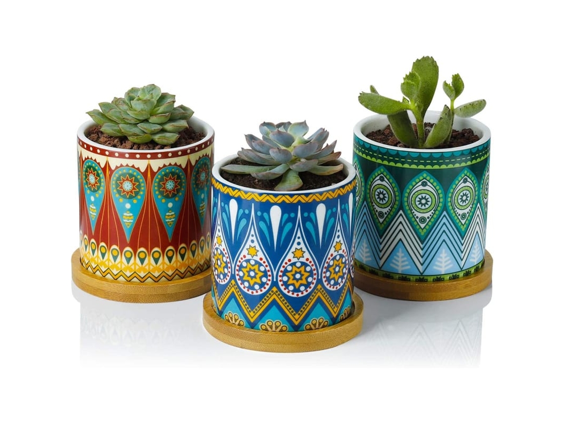 Vasos Para Plantas Suculentas - Vasos Cerâmicos Pequenos De 3 Polegadas, Vasos Mini Para Plantas Internas, Conjunto De 3 Presentes