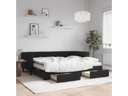 Sofá cama con cajones 90x200 cm Terciopelo negro