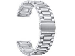 Bracelete para Garmin aço inoxidável com fecho dobrável três esferas Tactix prateada (26mm)