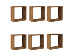 Wall Cube Shelf, Wall Cube Shelves Vidaxl Marrom Madeira Processada (30 X 15 X 30 Cm)