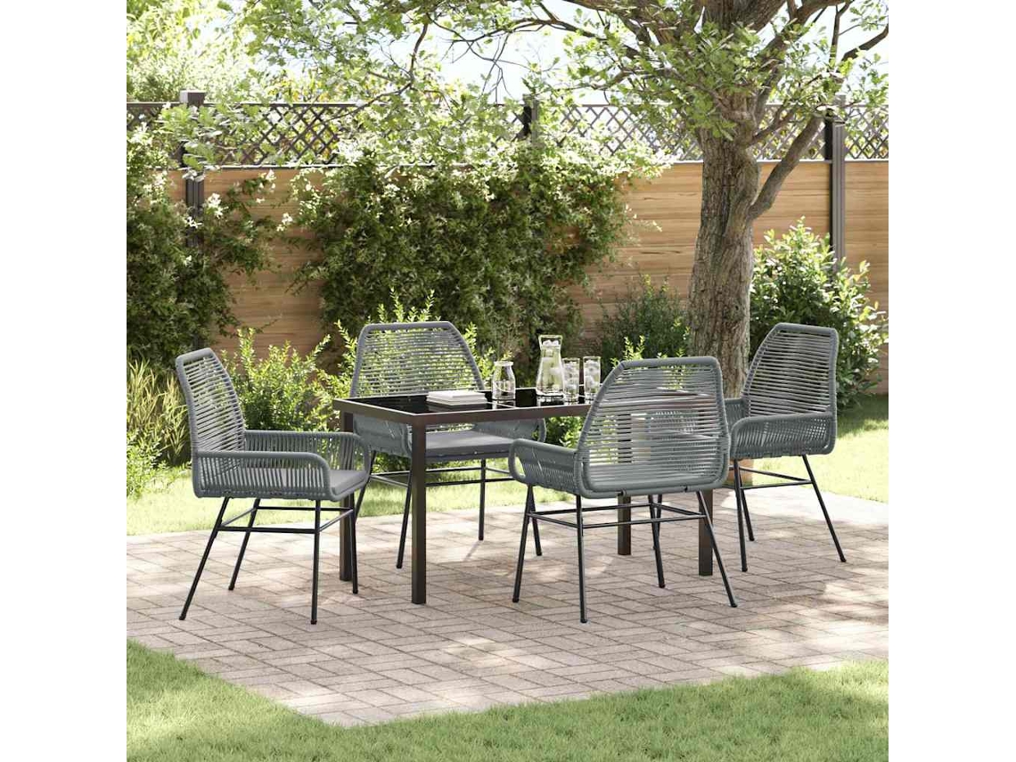 Vidaxl Conjunto De Jantar Para Jardim 5 Unid. Cinzeto Vime Pe