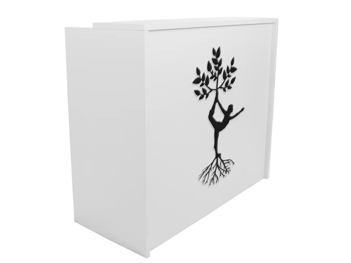 Balcão de recepção compacto para Arbol Yoga Center 120 cm. Branco. OFILIKE