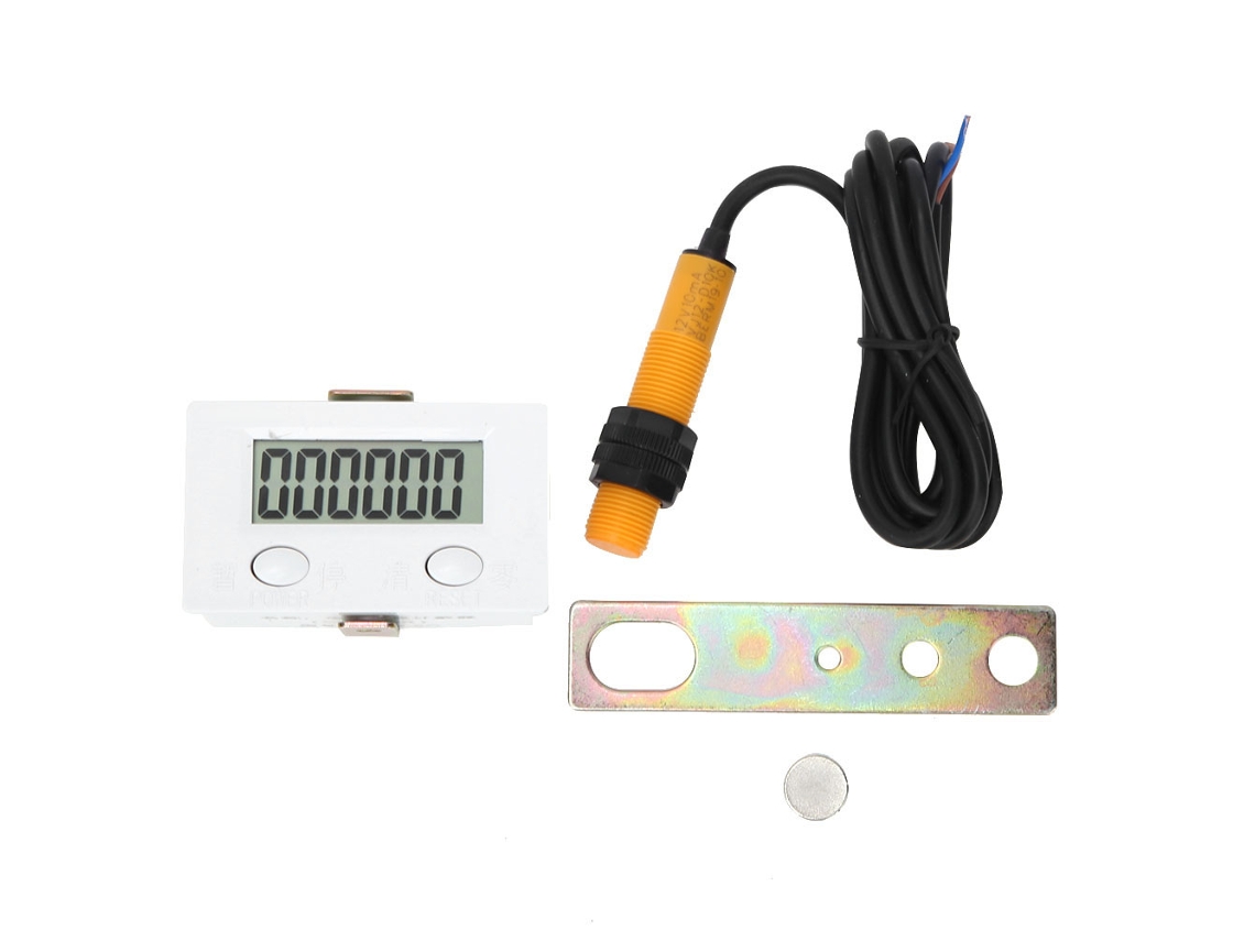 Contador Magnético Indutivo Plástico 6 Dígitos Display Digital 0-999999 Com Interruptor Bem-6c12φ