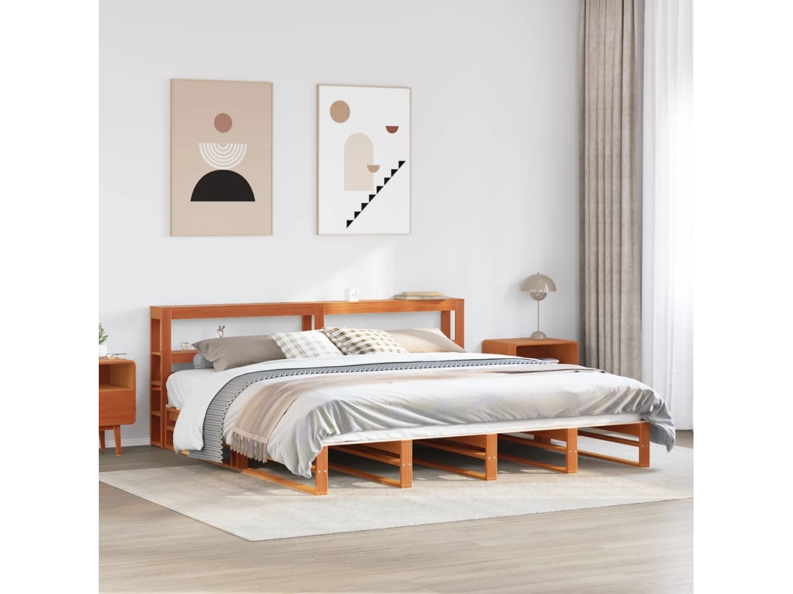 Cama Sem Colchão 180x200 Cm Pinho Maciço Castanho-mel
