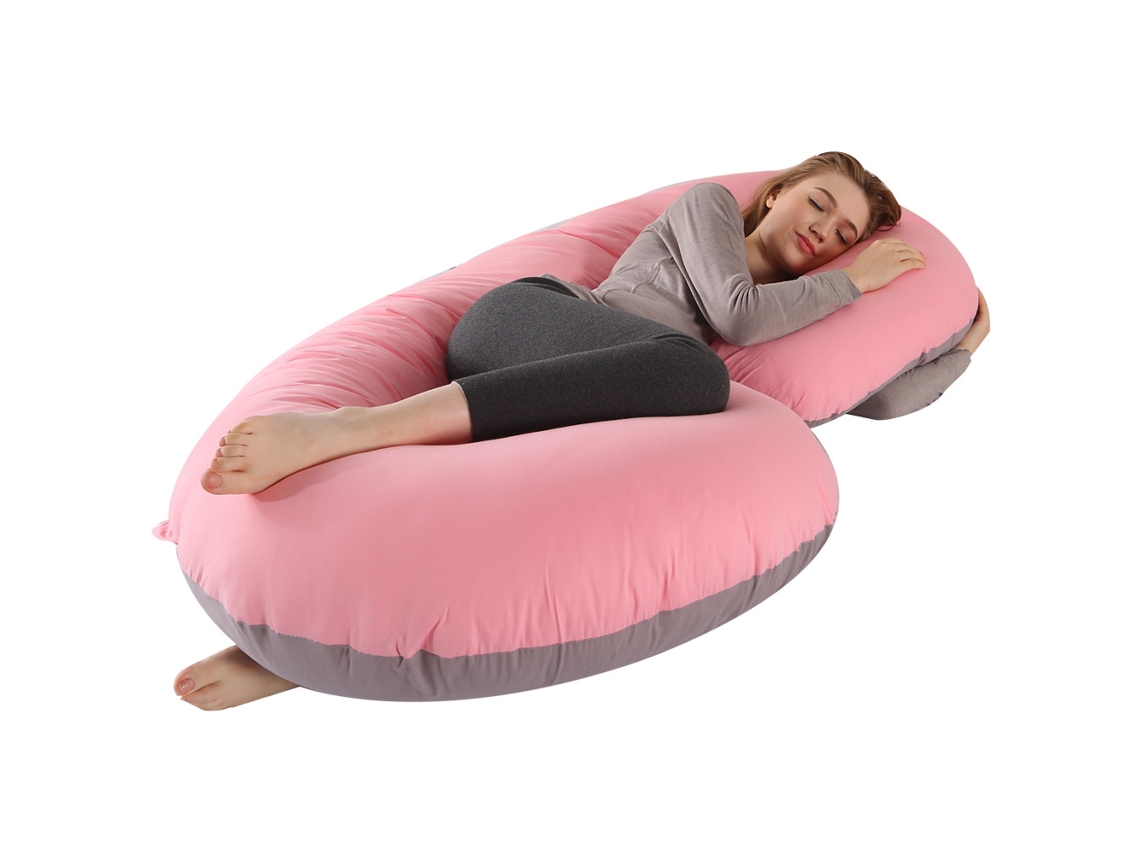 Almofada para Grávidas, Travesseiro para Gestantes em Formato de C, Alivia Dores nas Costas e Pescoço Gravidez SPQMENT (150x80cm cinza Jade)