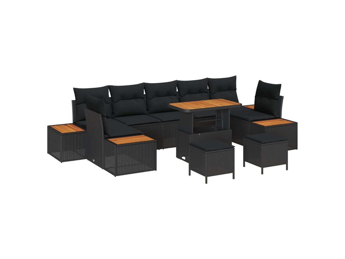 Sofá De Jardim Vidaxl Preto Vime Pe (90 X 55 X 71 Cm)
