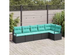 Vidaxl Conjunto De Sofás Preto Vime Pe