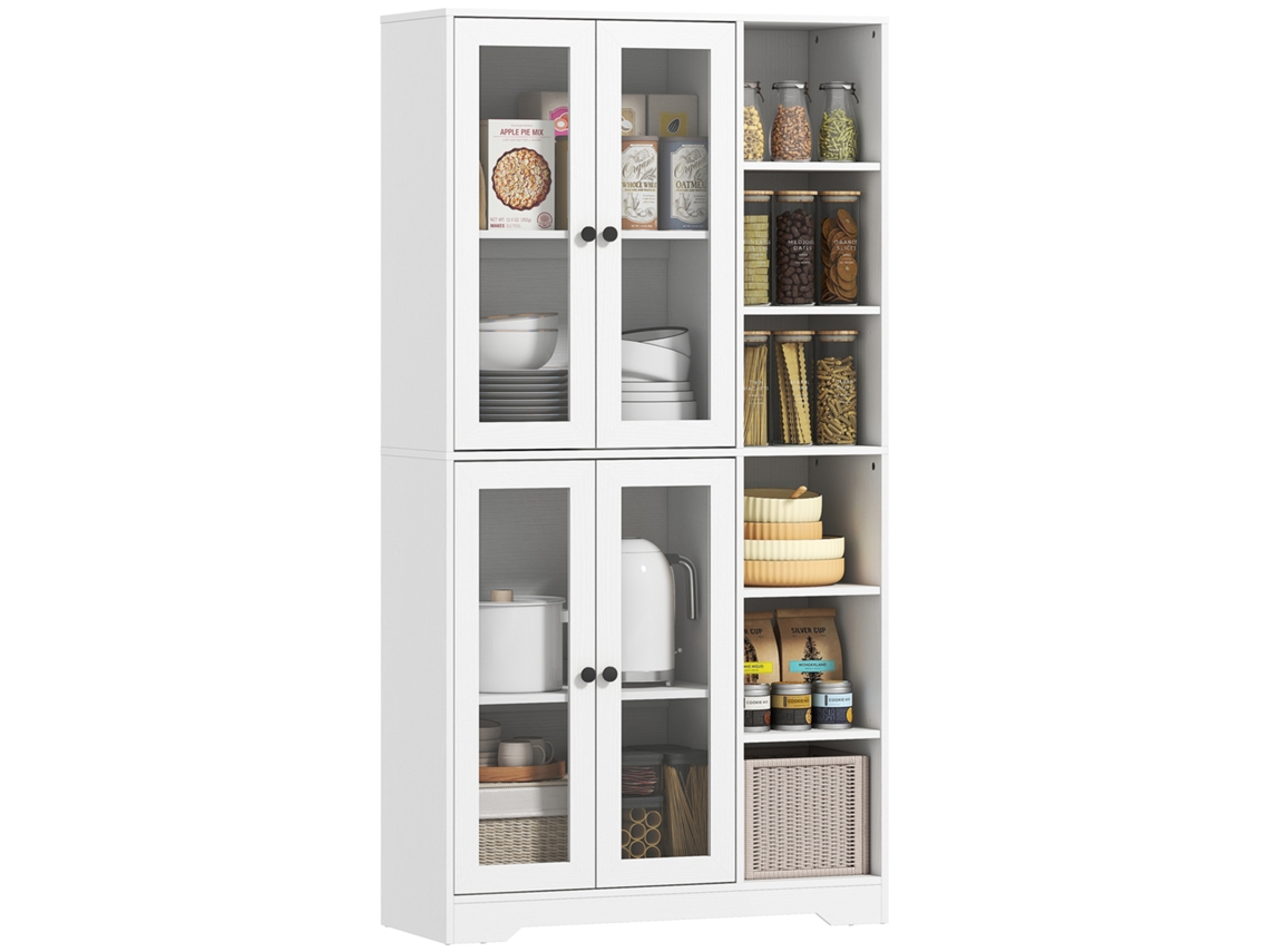 Armário de Cozinha com Portas de Vidro e Prateleiras Branca 172cm S/MARCA