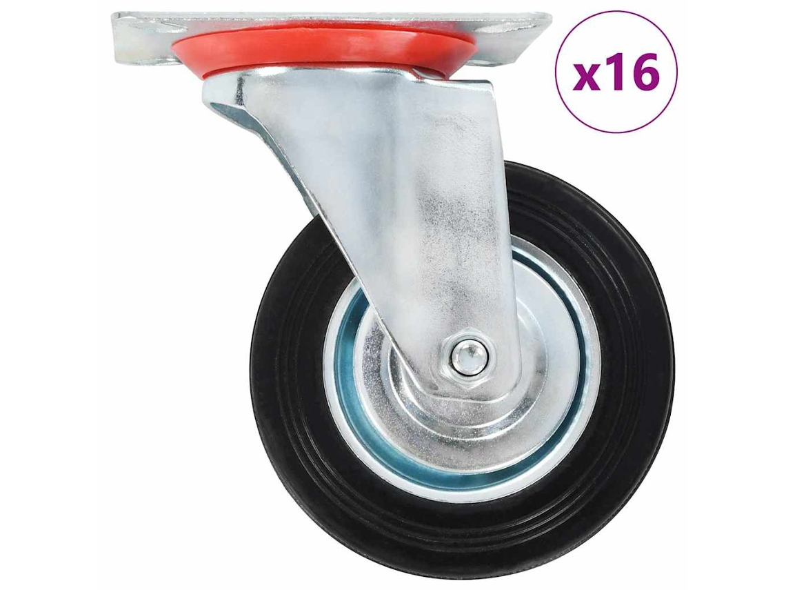 Vidaxl 16 Pcs Rodas Giratórias 100 Mm